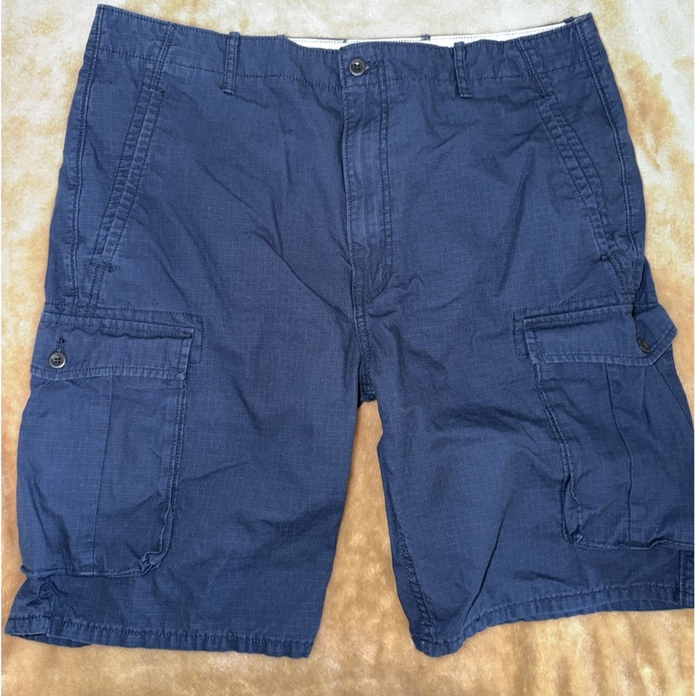 Levi Strauss Shorts Blue Men's 38 Cargo Flat Front Pockets Cotton